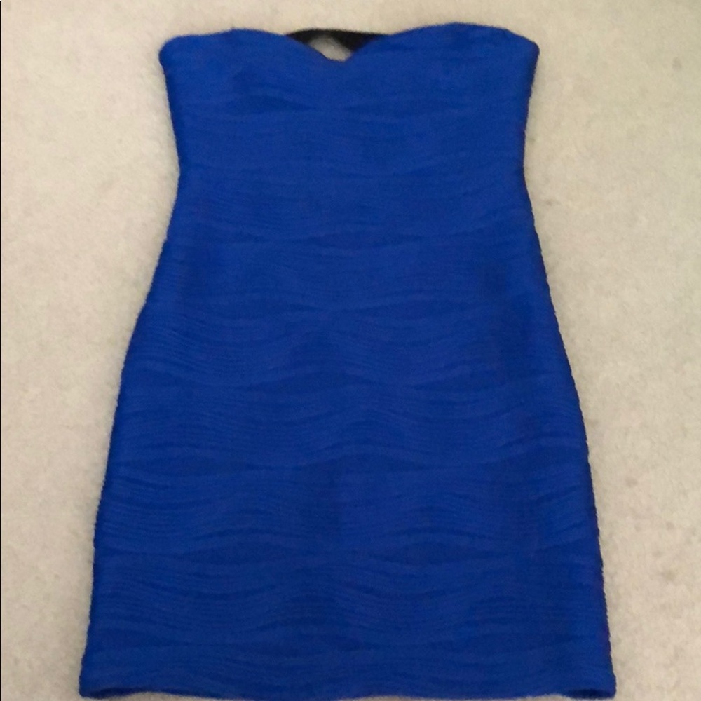 Strapless blue dress